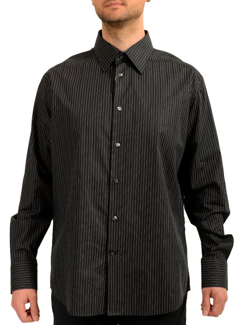 Versace Collection Men's Striped Long Sleeve Business Fit Shirt US 17 IT 43